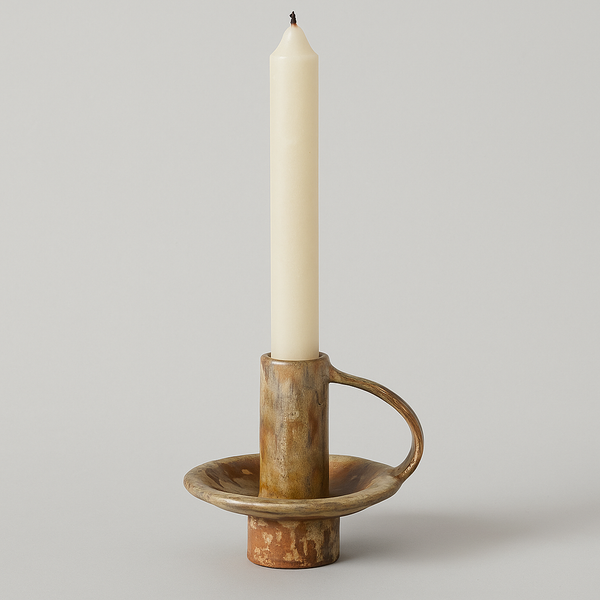 Bougeoir en Céramique avec Anse – Design Brut & Authentique