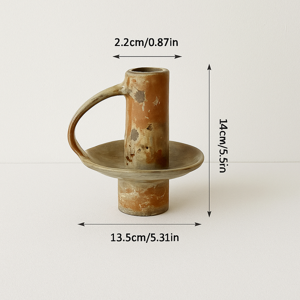Bougeoir en Céramique avec Anse – Design Brut & Authentique