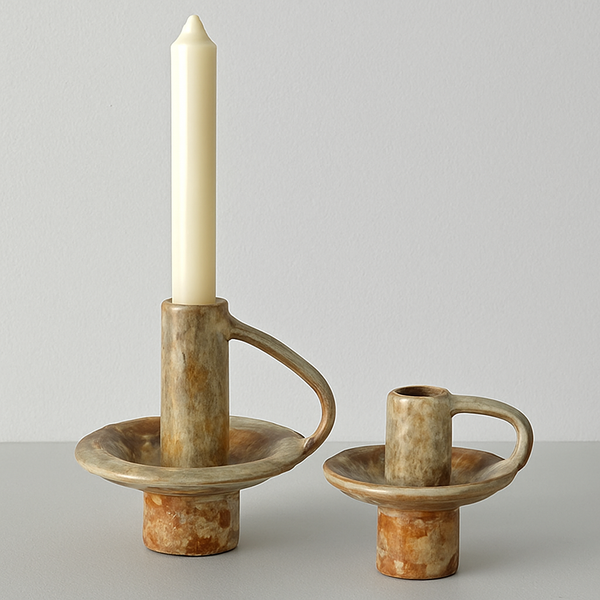 Bougeoir en Céramique avec Anse – Design Brut & Authentique