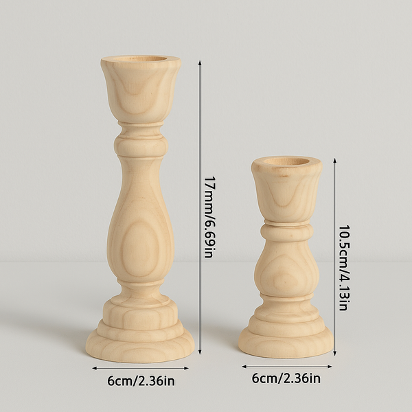 Bougeoir Sculpté en Bois Naturel – Charme Brut et Minimaliste