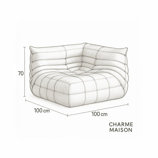 Chauffeuse d’Angle Relax en Tissu de Luxe – Modulable, Sculptural, Confort Enveloppant