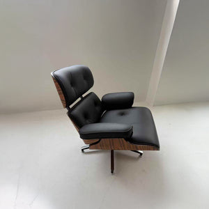 Ensemble Lounge Chair & Repose-Pieds – Finition Cuir Élégante