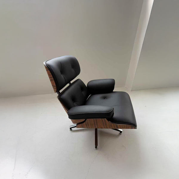 Ensemble Lounge Chair & Repose-Pieds – Finition Cuir Élégante