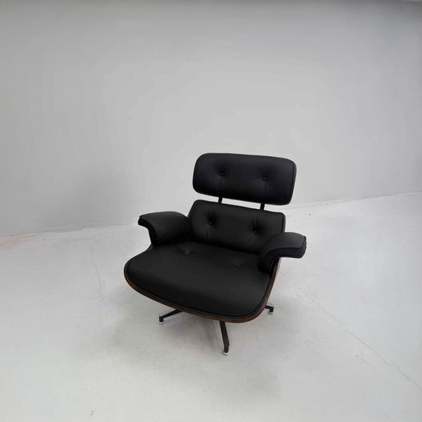 Ensemble Lounge Chair & Repose-Pieds – Finition Cuir Élégante