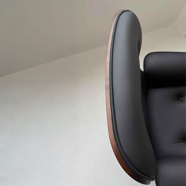Ensemble Lounge Chair & Repose-Pieds – Finition Cuir Élégante