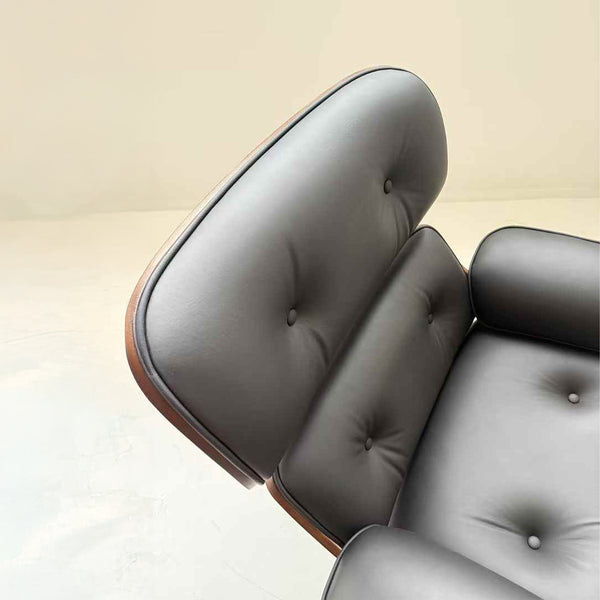Ensemble Lounge Chair & Repose-Pieds – Finition Cuir Élégante