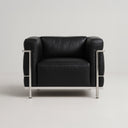 Fauteuil Grand Confort Moderniste – Cuir Véritable & Structure Chromée