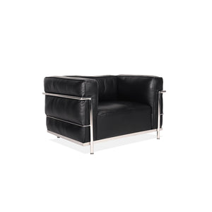 Fauteuil Grand Confort Moderniste – Cuir Véritable & Structure Chromée