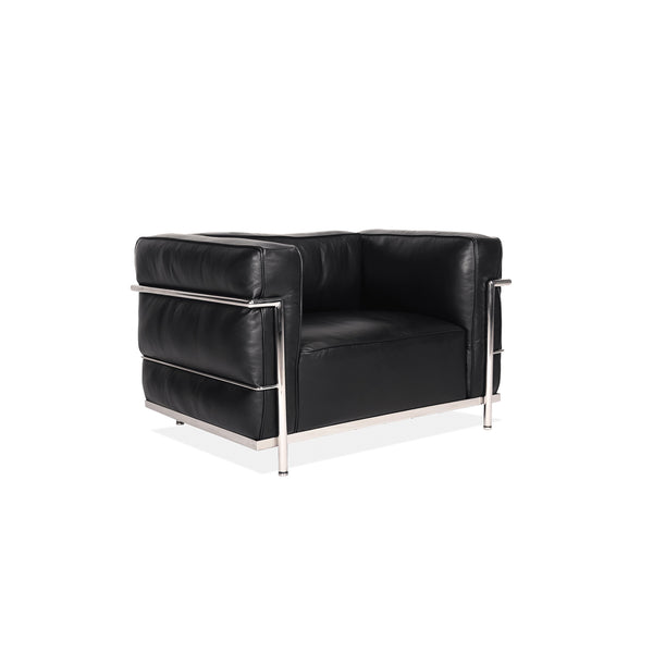 Fauteuil Grand Confort Moderniste – Cuir Véritable & Structure Chromée