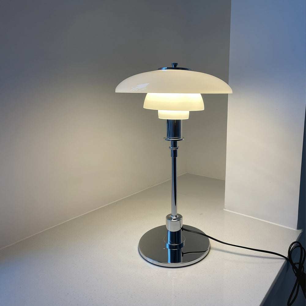 Lampe de Table Moderne en Verre et Métal – Finition Argentée ou Dorée