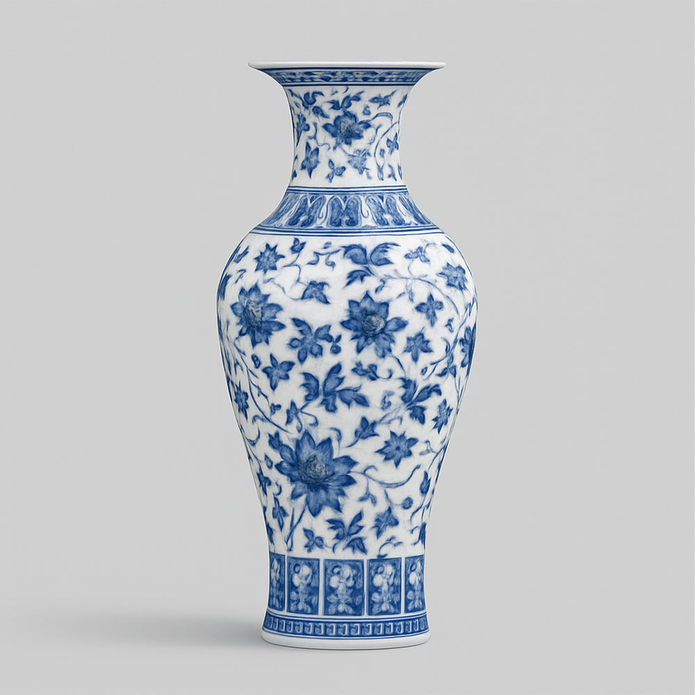 Vase Porcelaine Bleue – Édition Prestige 36 cm