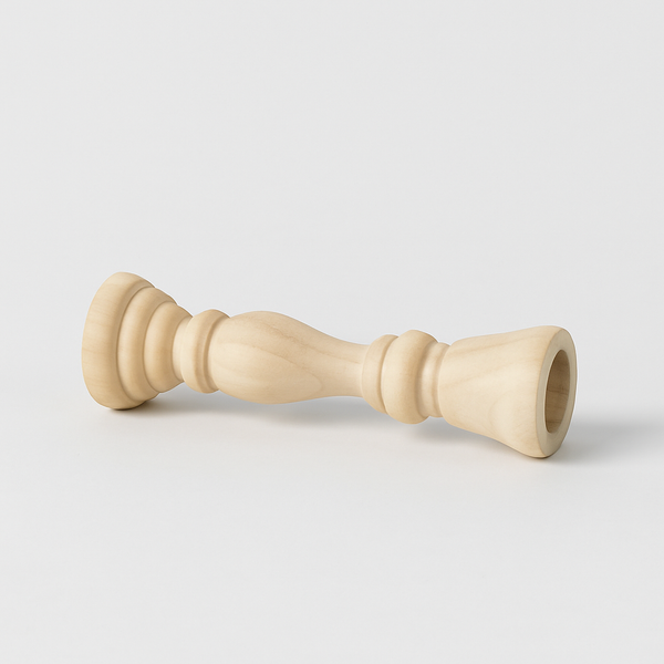 Bougeoir Sculpté en Bois Naturel – Charme Brut et Minimaliste