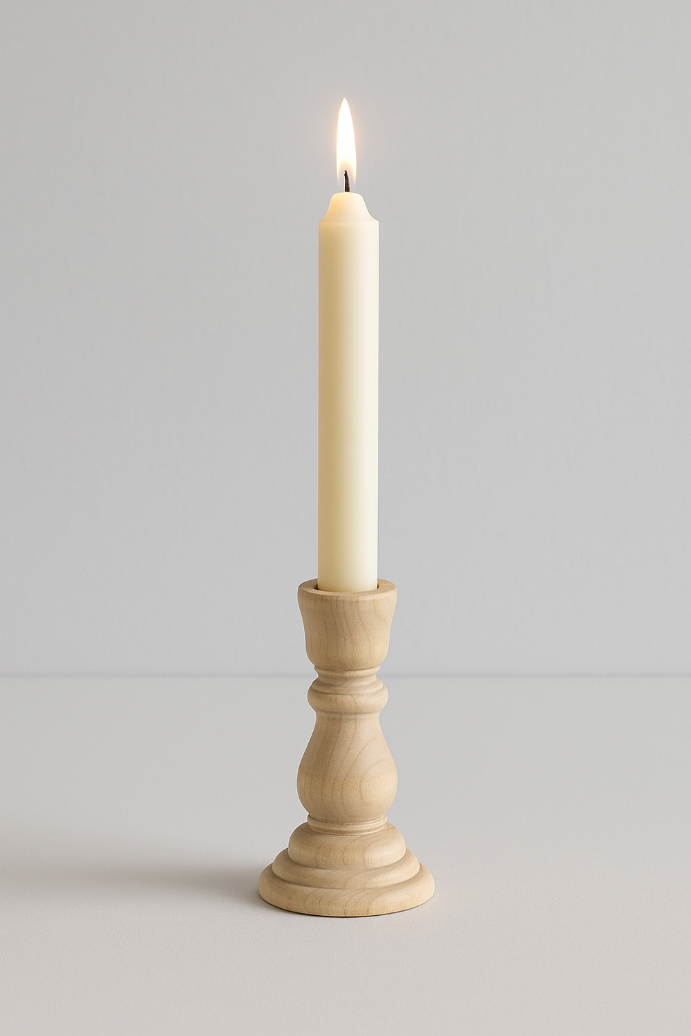 Bougeoir Sculpté en Bois Naturel – Charme Brut et Minimaliste
