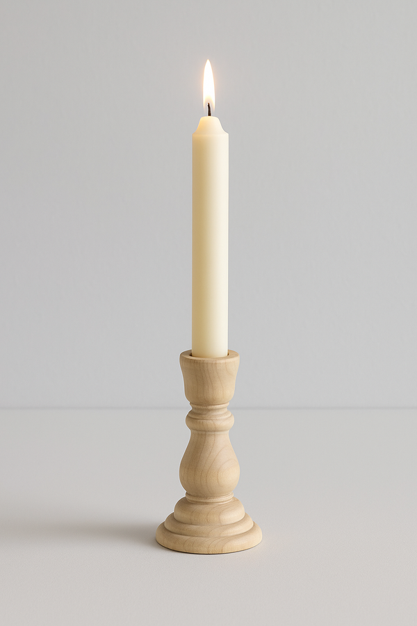 Bougeoir Sculpté en Bois Naturel – Charme Brut et Minimaliste