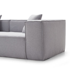Canapé Modulable 3 Places en Tissu Gris – Design Cubique & Confort Haute Densité