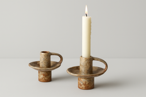 Bougeoir en Céramique avec Anse – Design Brut & Authentique