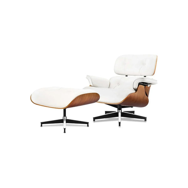 Ensemble Lounge Chair & Repose-Pieds – Finition Cuir Élégante