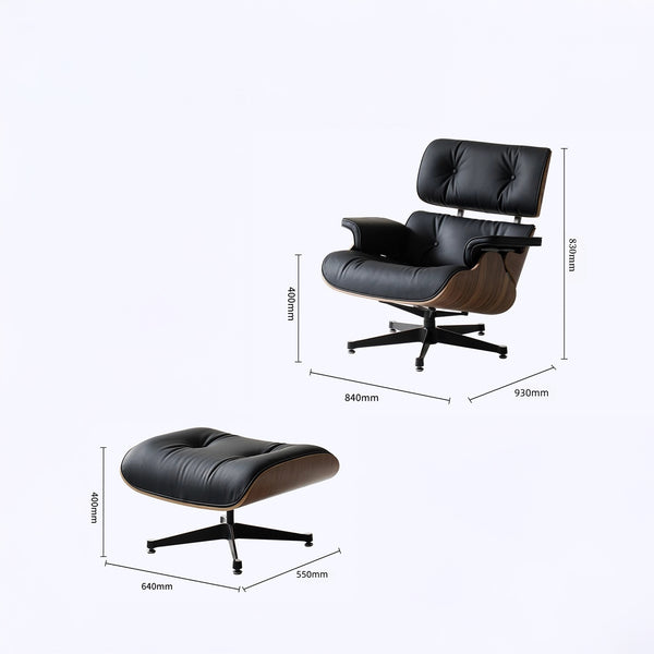 Ensemble Lounge Chair & Repose-Pieds – Finition Cuir Élégante