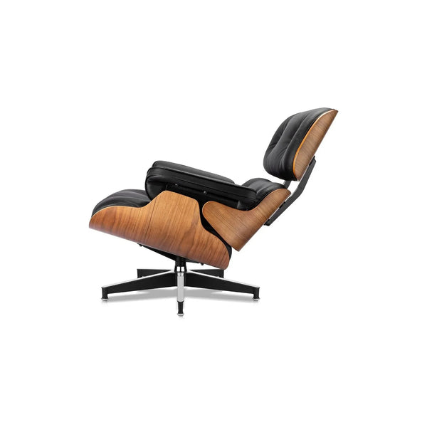 Ensemble Lounge Chair & Repose-Pieds – Finition Cuir Élégante