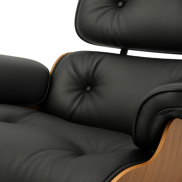 Ensemble Lounge Chair & Repose-Pieds – Finition Cuir Élégante